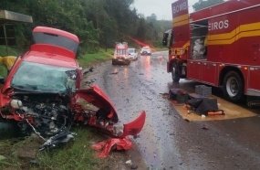 Condutora morre e passageiro fica gravemente ferido em colisão na SC-135