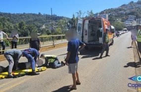 Idoso fica ferido após ser atropelado por carro na cabeceira da ponte