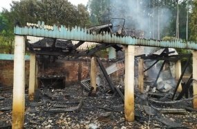 Casa é consumida por incêndio no interior de Piratuba 