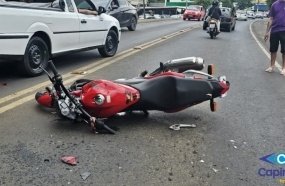Motociclista fica ferido após colisão no Acesso Cidade Alta 