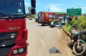 Motociclista fica ferido após colidir em placa de sinalização na SC-452
