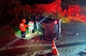 Jovem fica ferido após capotar o carro em Curitibanos 