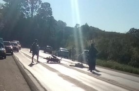 Colisão contra carro deixa motociclista ferido em Joaçaba 