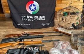 PM Ambiental apreende armas, carne de caça e aves em cativeiro no Meio-Oeste