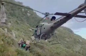 Capivara debilitada é resgatada de penhasco com apoio de helicóptero da PM
