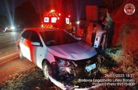 Colisão entre veículos deixa condutores feridos na SC-135