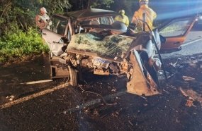 Motorista morre em colisão frontal entre veículos em Luzerna