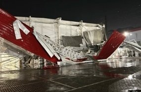 Temporal danifica estrutura industrial e deixa rastro de estragos em Videira