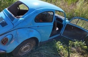 Idoso fica ferido após veículo sair da pista no interior de Capinzal