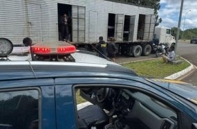 PRF flagra trabalhadores sendo transportados em baú de carreta na BR-282