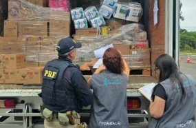 PRF flagra transporte de alimentos misturados com produtos perigosos na BR-282