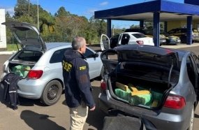 PRF intercepta comboio de veículos com 360 kg de maconha em Joaçaba