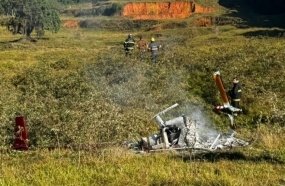 Piloto morre carbonizado após queda de helicóptero em Santa Catarina