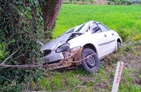 Três pessoas ficam feridos após carro colidir contra árvore na SC-355 