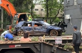Localizado carro que caiu no rio após ser arrastado por correnteza em Joaçaba