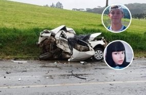 Colisão entre carro e caminhão mata casal de jovens em Campos Novos