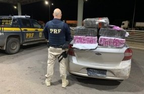 PRF intercepta 100 kg de maconha e prende motorista durante fiscalização no Oeste