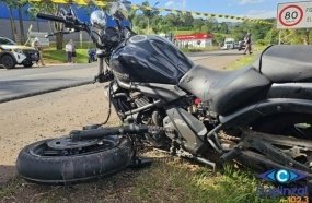Motocicleta com placa de Herval d’Oeste se envolve em acidente na SC-150