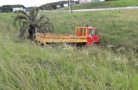 Caminhão sai da pista após colisão no Trevão de Irani