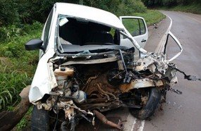 Colisão frontal entre carro e micro-ônibus deixa um ferido na BR-282