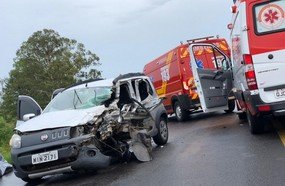 Motorista morre em colisão entre carro e caminhão na BR-282
