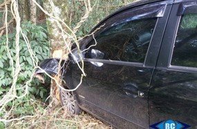 Motorista fica ferido após sair da pista e colidir contra árvore