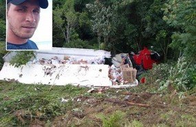 Motorista de carreta de Treze Tílias morre em acidente na BR-282