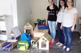 Alunos do Senai confeccionam casinhas com sobra de materiais