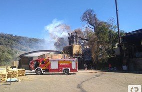Incêndio atinge madeireira em Herval d´Oeste