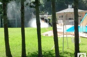 Incêndio em casinha de piscina deixa dois feridos em Joaçaba
