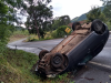 Motorista não habilitado capota veículo entre Luzerna e Ibicaré