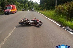Hervalense fica ferido em acidente com moto na SC-150