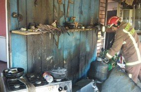 Botijão de gás pegou fogo e quase incendeia casa em Irani