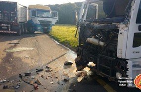Colisão entre carreta e caminhão deixa um ferido no trevão de Irani