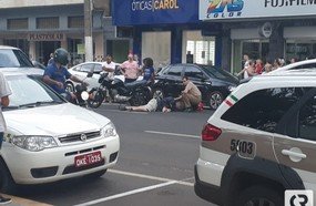 Motociclista fica ferido após queda no centro de Joaçaba
